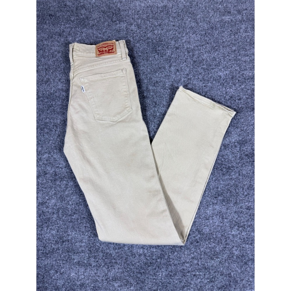 Levis 314 Shaping Straight Jeans Womens 27 Khaki Tan Mid Rise 19831-0208